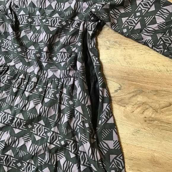 Nwt Lush Dress Size M Long Sleeve A Line Geometric Tribal Print Gray Purple - Picture 11 of 15